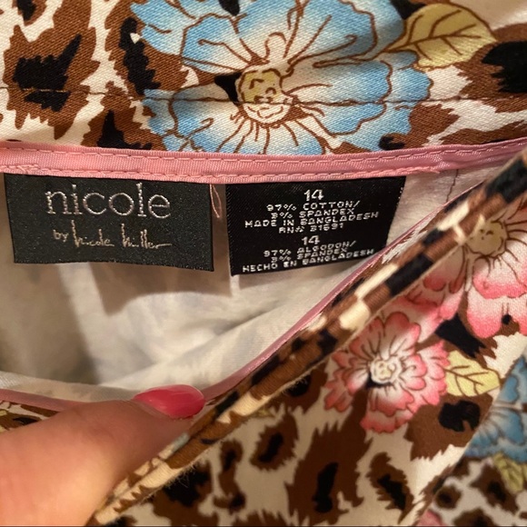 DONATED Nicole Miller Floral Animal Print Cheetah Skirt - Picture 2 of 4